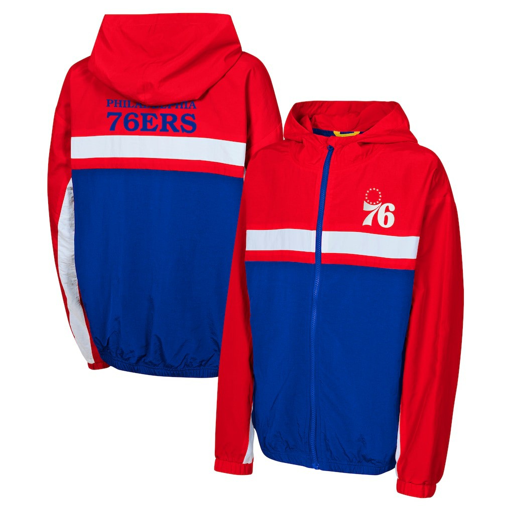 NBA - Philadelphia 76ers Youth Headliner Windbreaker Full-Zip Hoodie Jacket - Red