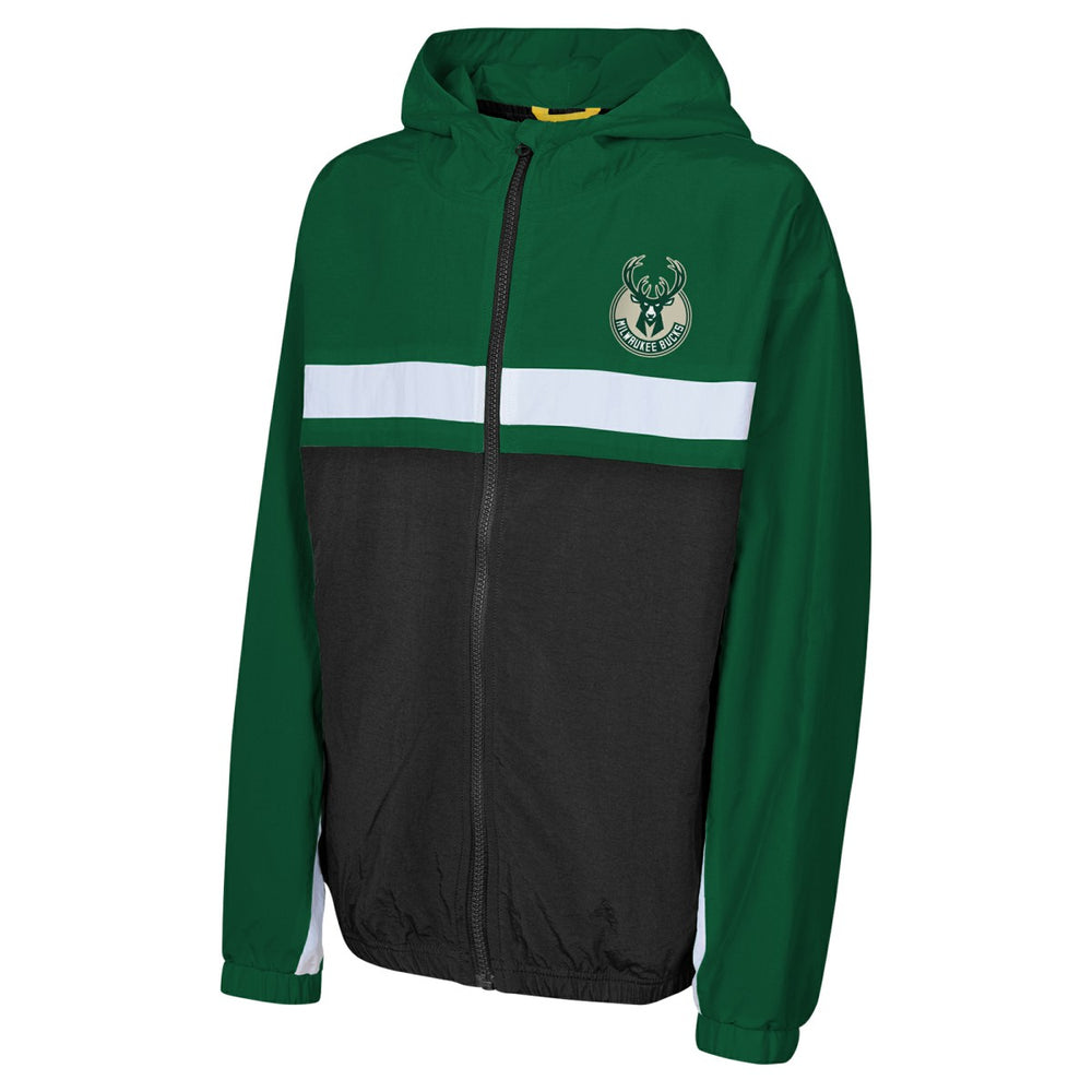 NBA - Milwaukee Bucks Youth Headliner Windbreaker Full-Zip Hoodie Jacket - Hunter Green