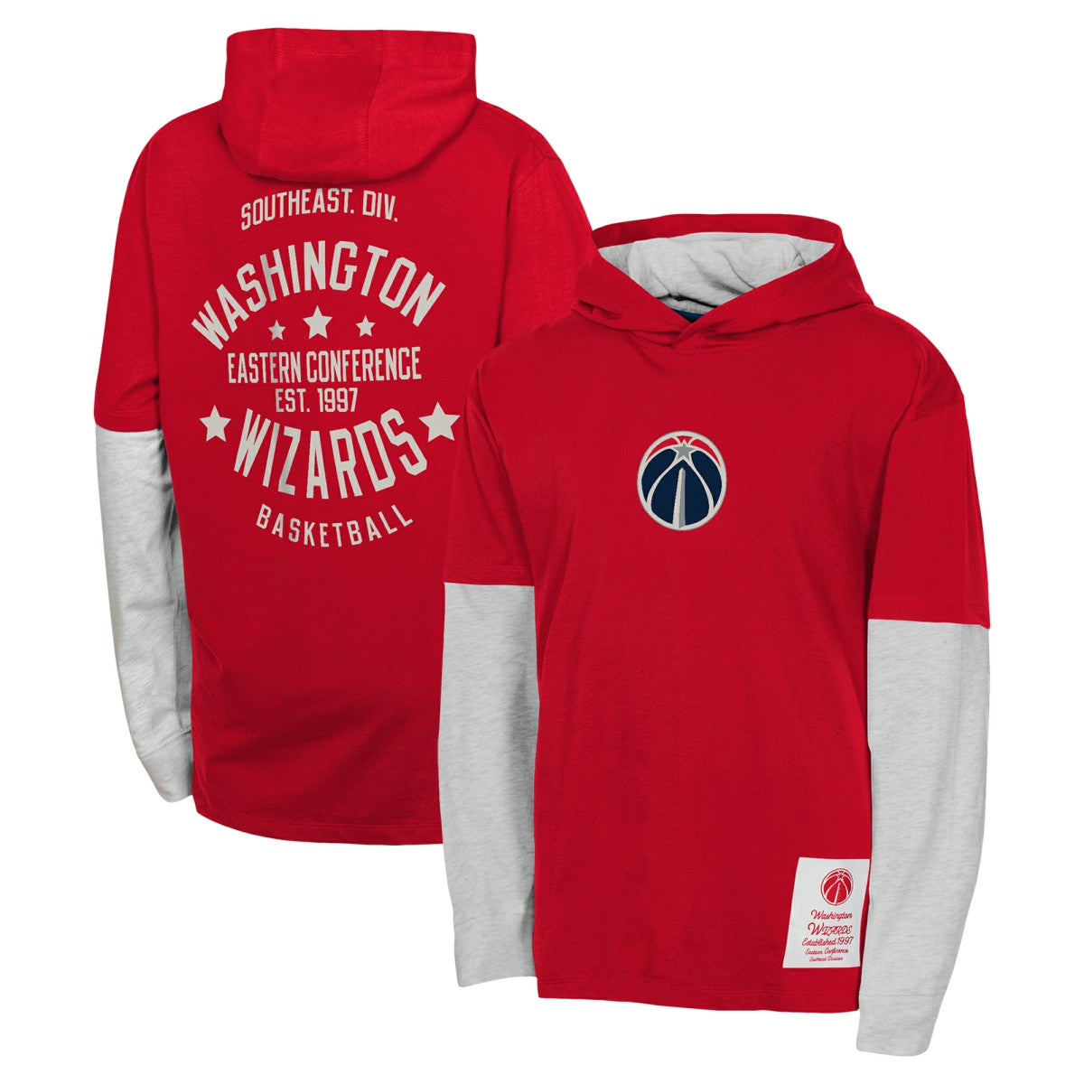 NBA - Washington Wizards Youth Small Ball Long Sleeve Hoodie T-Shirt - Red
