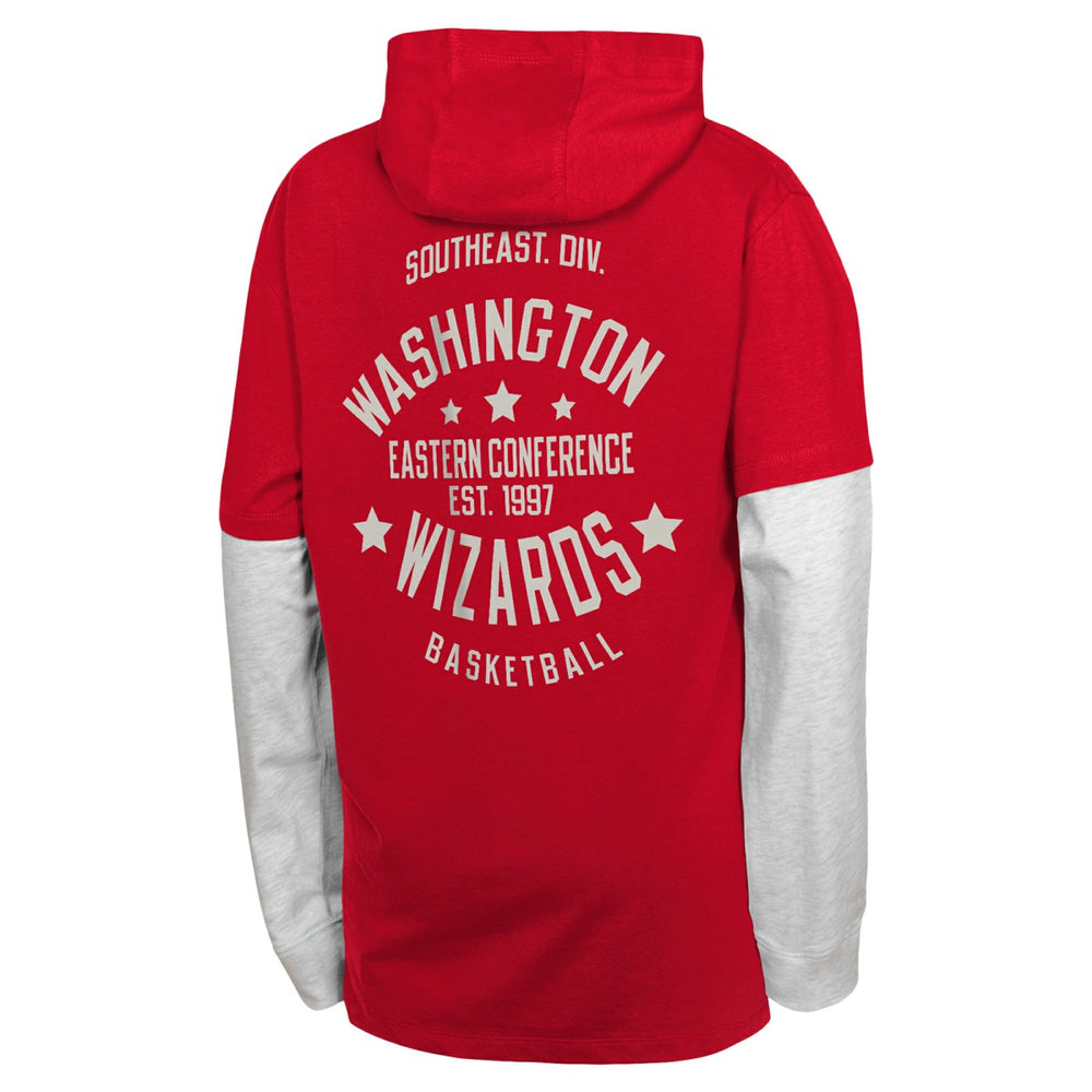 NBA - Washington Wizards Youth Small Ball Long Sleeve Hoodie T-Shirt - Red