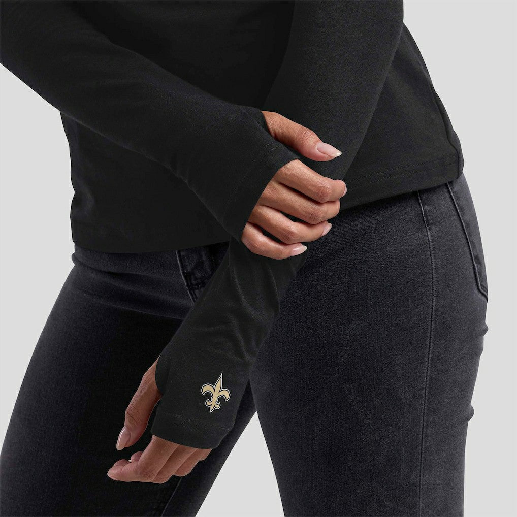 New Orleans Saints WEAR by Erin Andrews x Gracie Hunt Women's Mesh Panel Long Sleeve T-Shirt Black - NFL
