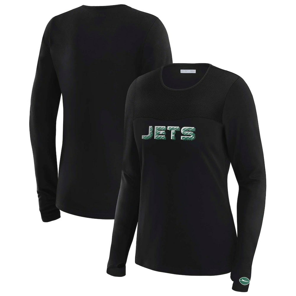 New York Jets WEAR by Erin Andrews x Gracie Hunt Women's Mesh Panel Long Sleeve T-Shirt Black - NFL