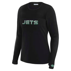New York Jets WEAR by Erin Andrews x Gracie Hunt Women's Mesh Panel Long Sleeve T-Shirt Black - NFL