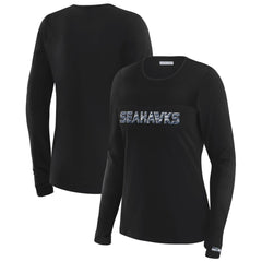 Seattle Seahawks WEAR by Erin Andrews x Gracie Hunt Women's Mesh Panel Long Sleeve T-Shirt Black - NFL