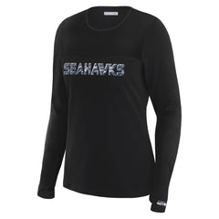 Seattle Seahawks WEAR by Erin Andrews x Gracie Hunt Women's Mesh Panel Long Sleeve T-Shirt Black - NFL