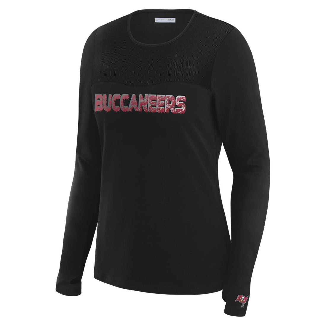 Tampa Bay Buccaneers WEAR by Erin Andrews x Gracie Hunt Women's Mesh Panel Long Sleeve T-Shirt Black - NFL
