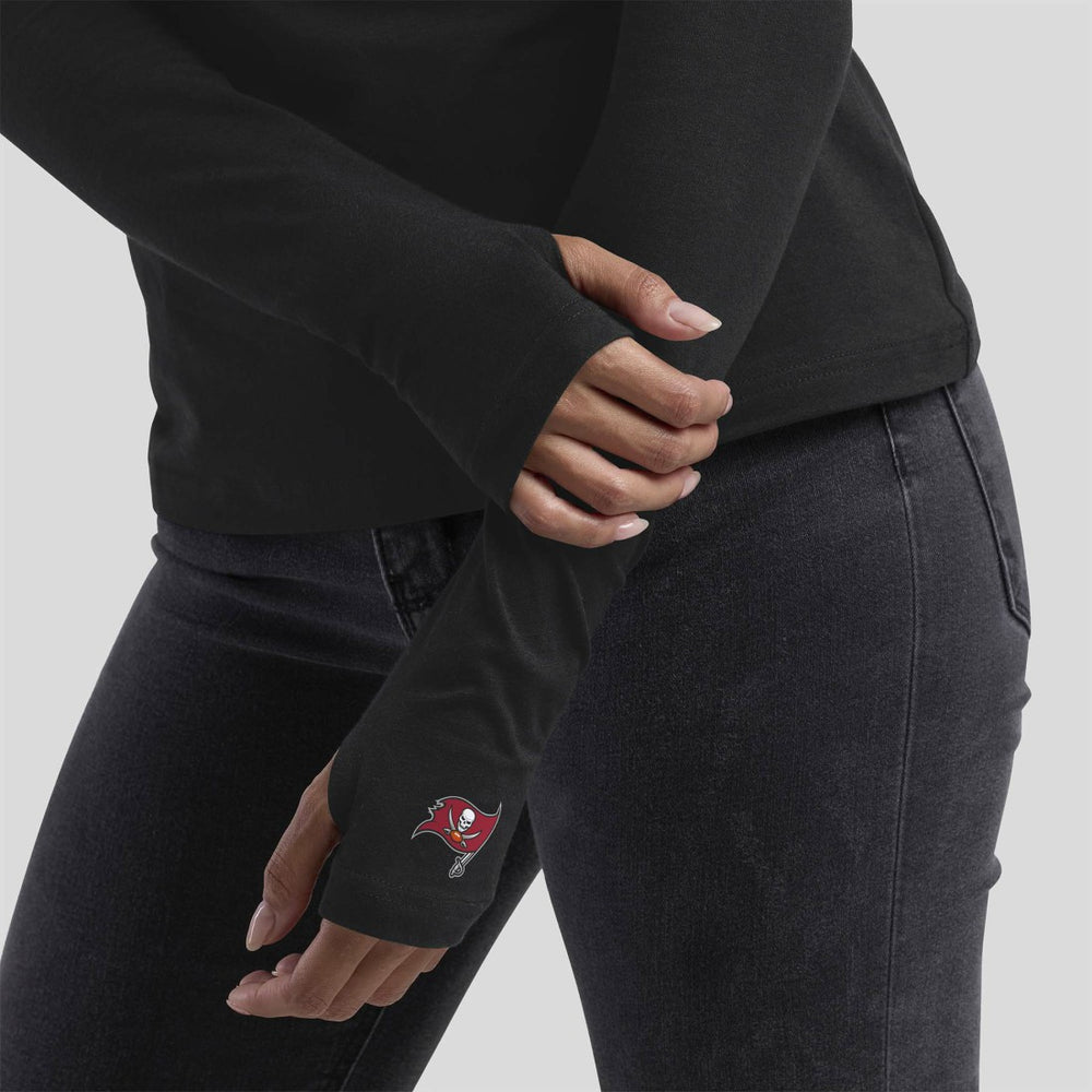Tampa Bay Buccaneers WEAR by Erin Andrews x Gracie Hunt Women's Mesh Panel Long Sleeve T-Shirt Black - NFL