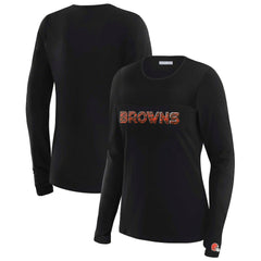 Cleveland Browns WEAR by Erin Andrews x Gracie Hunt Women's Mesh Panel Long Sleeve T-Shirt Black - NFL