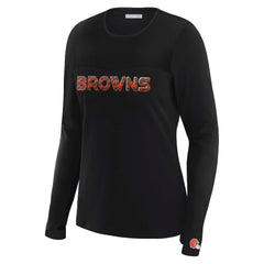 Cleveland Browns WEAR by Erin Andrews x Gracie Hunt Women's Mesh Panel Long Sleeve T-Shirt Black - NFL
