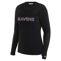 Baltimore Ravens WEAR by Erin Andrews x Gracie Hunt Women's Mesh Panel Long Sleeve T-Shirt Black - NFL