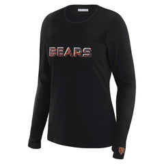 Chicago Bears WEAR by Erin Andrews x Gracie Hunt Women's Mesh Panel Long Sleeve T-Shirt Black - NFL