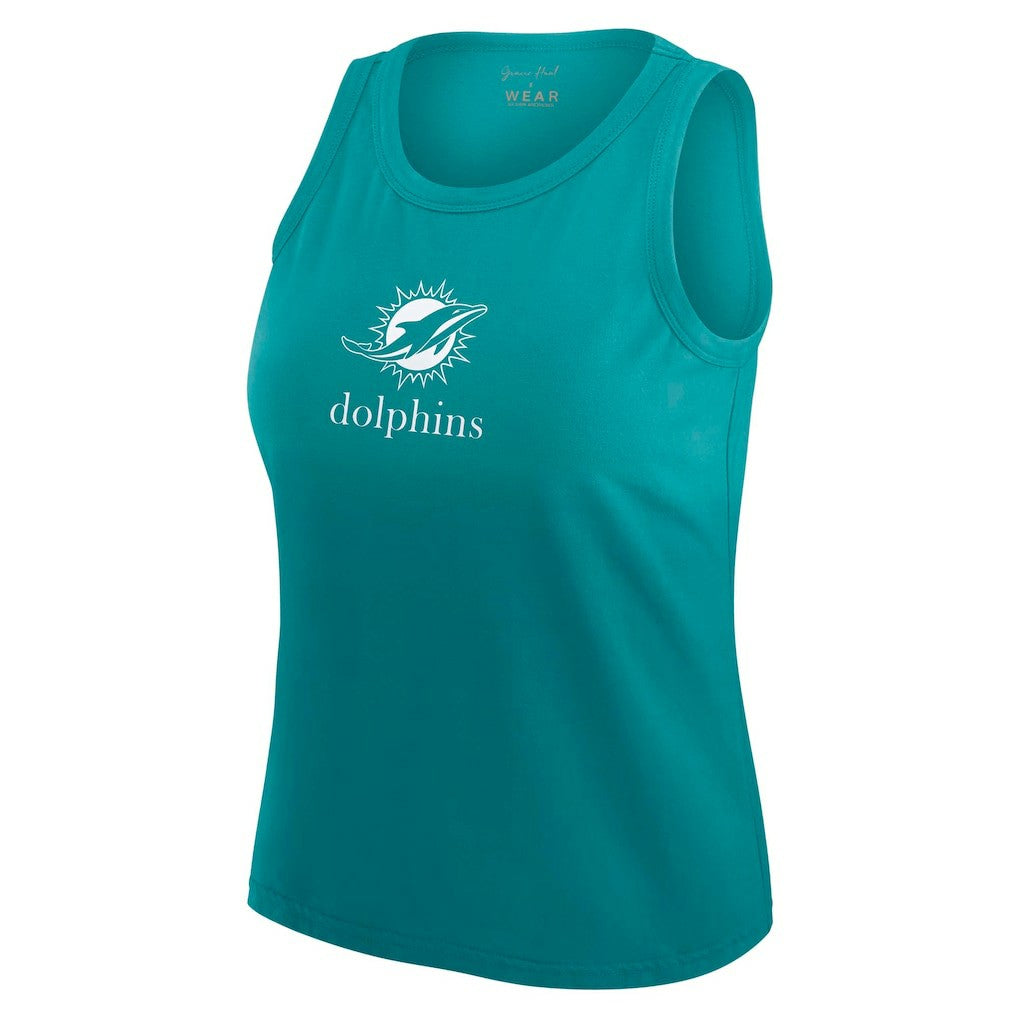 Miami Dolphins WEAR by Erin Andrews x Gracie Hunt Women's Ombre Tank Top Aqua - NFL
