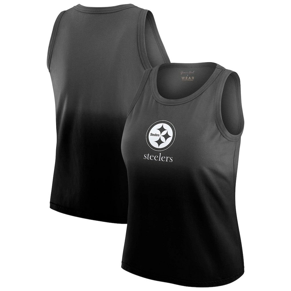 Pittsburgh Steelers WEAR by Erin Andrews x Gracie Hunt Women's Ombre Tank Top Black - NFL