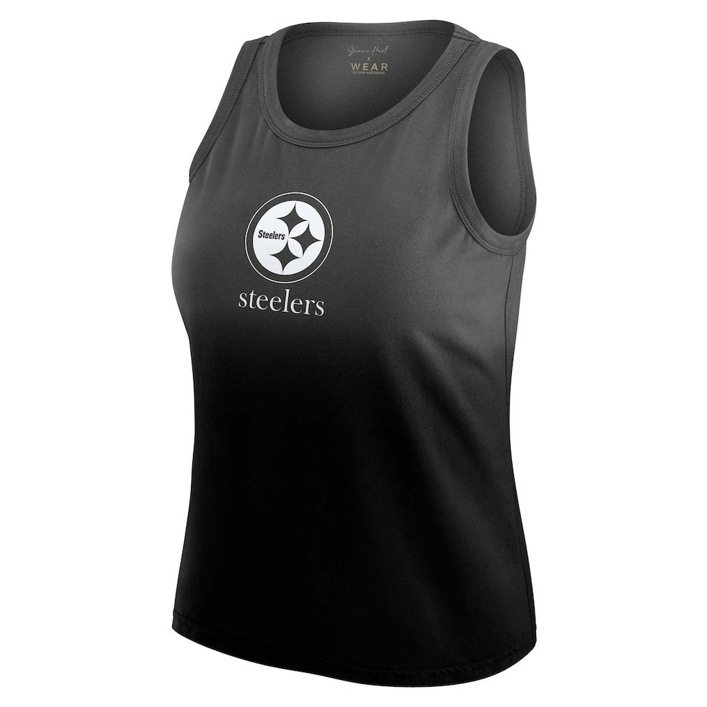Pittsburgh Steelers WEAR by Erin Andrews x Gracie Hunt Women's Ombre Tank Top Black - NFL