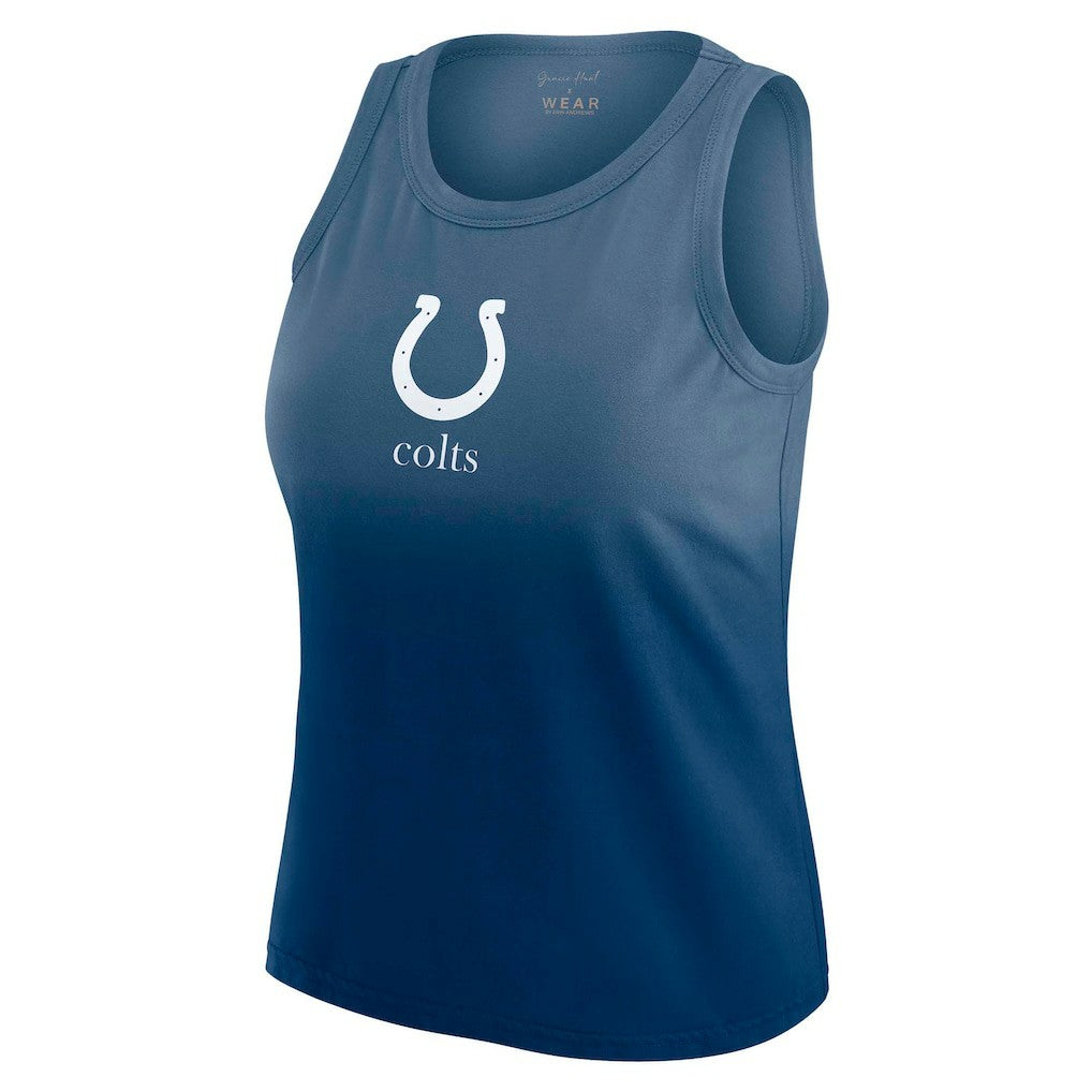 Indianapolis Colts WEAR by Erin Andrews x Gracie Hunt Women's Ombre Tank Top Heather Navy - NFL