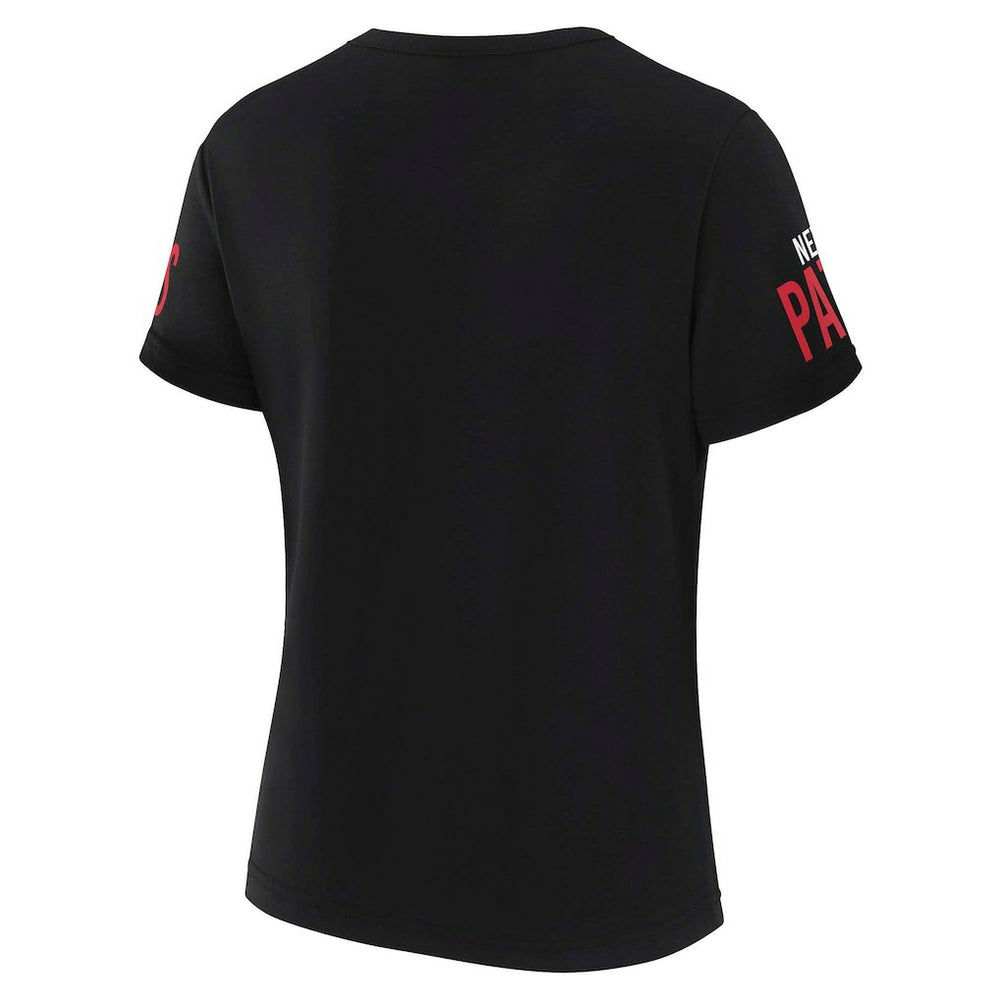 New England Patriots WEAR by Erin Andrews x Gracie Hunt Women's Draft Me Lace-Up T-Shirt Black - NFL