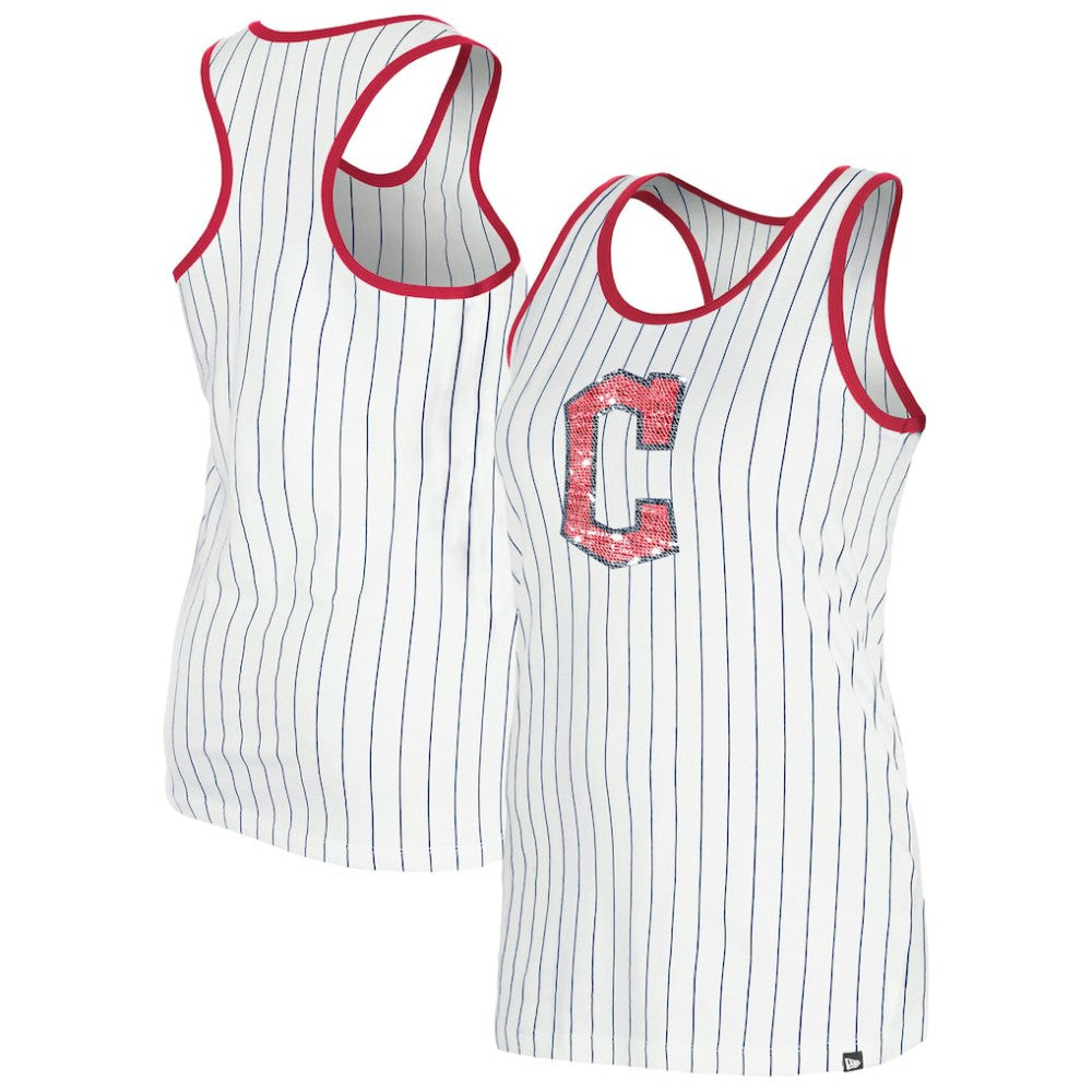 Cleveland Guardians New Era Women's Gameday Pinstripe Tank Top Clearance