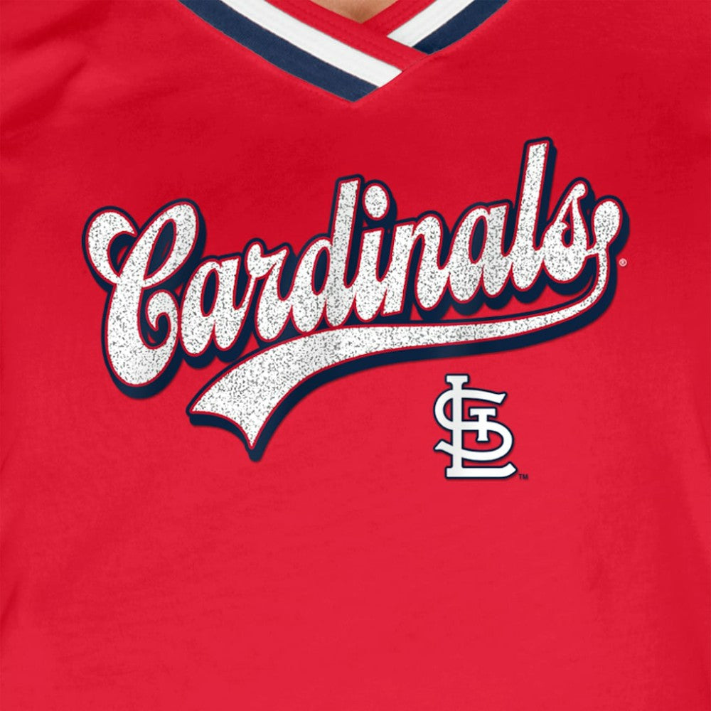 St. Louis Cardinals New Era Women's Gameday Raglan V-Neck T-Shirt Lifestyle