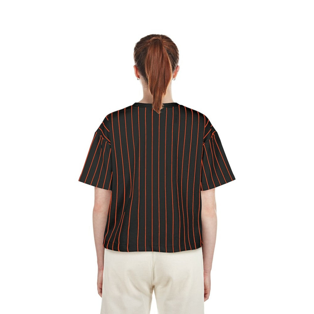 Baltimore Orioles New Era Women's Cooperstown Collection Multiplier Pinstripe Cropped T-Shirt On Sale