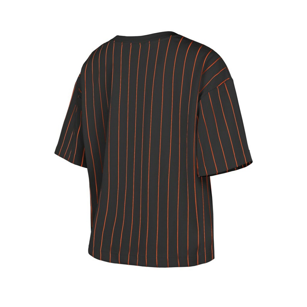 Baltimore Orioles New Era Women's Cooperstown Collection Multiplier Pinstripe Cropped T-Shirt On Sale