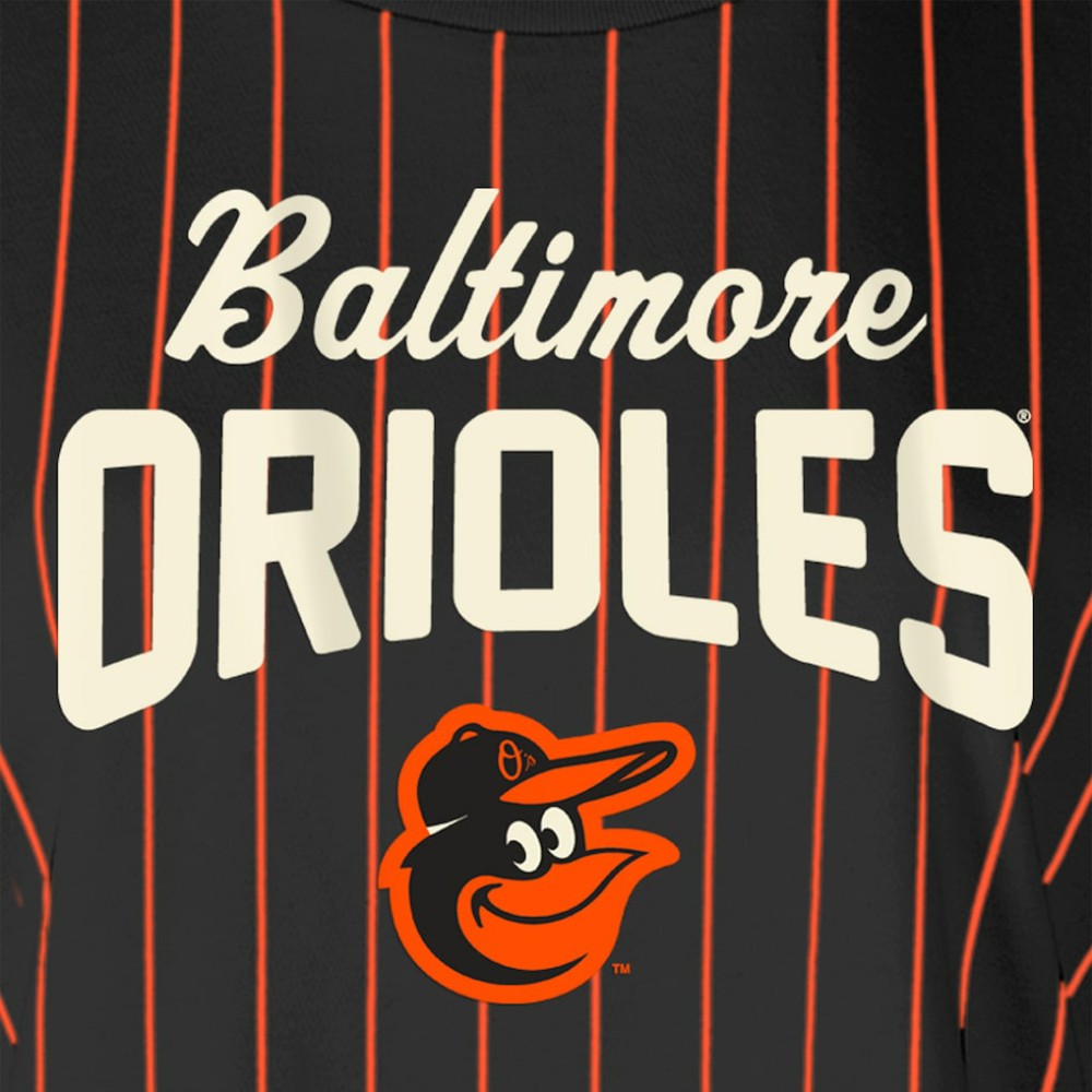 Baltimore Orioles New Era Women's Cooperstown Collection Multiplier Pinstripe Cropped T-Shirt On Sale