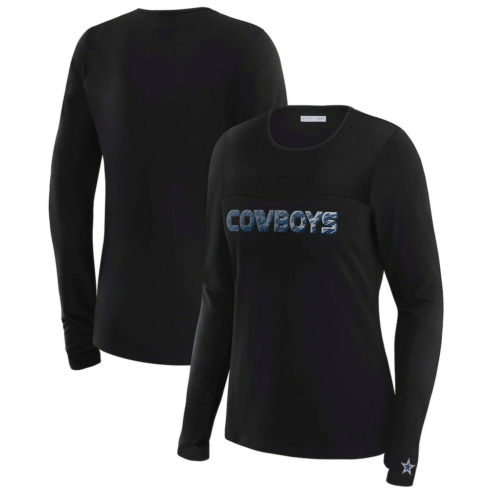 Dallas Cowboys WEAR by Erin Andrews x Gracie Hunt Women's Mesh Panel Long Sleeve T-Shirt Black - NFL