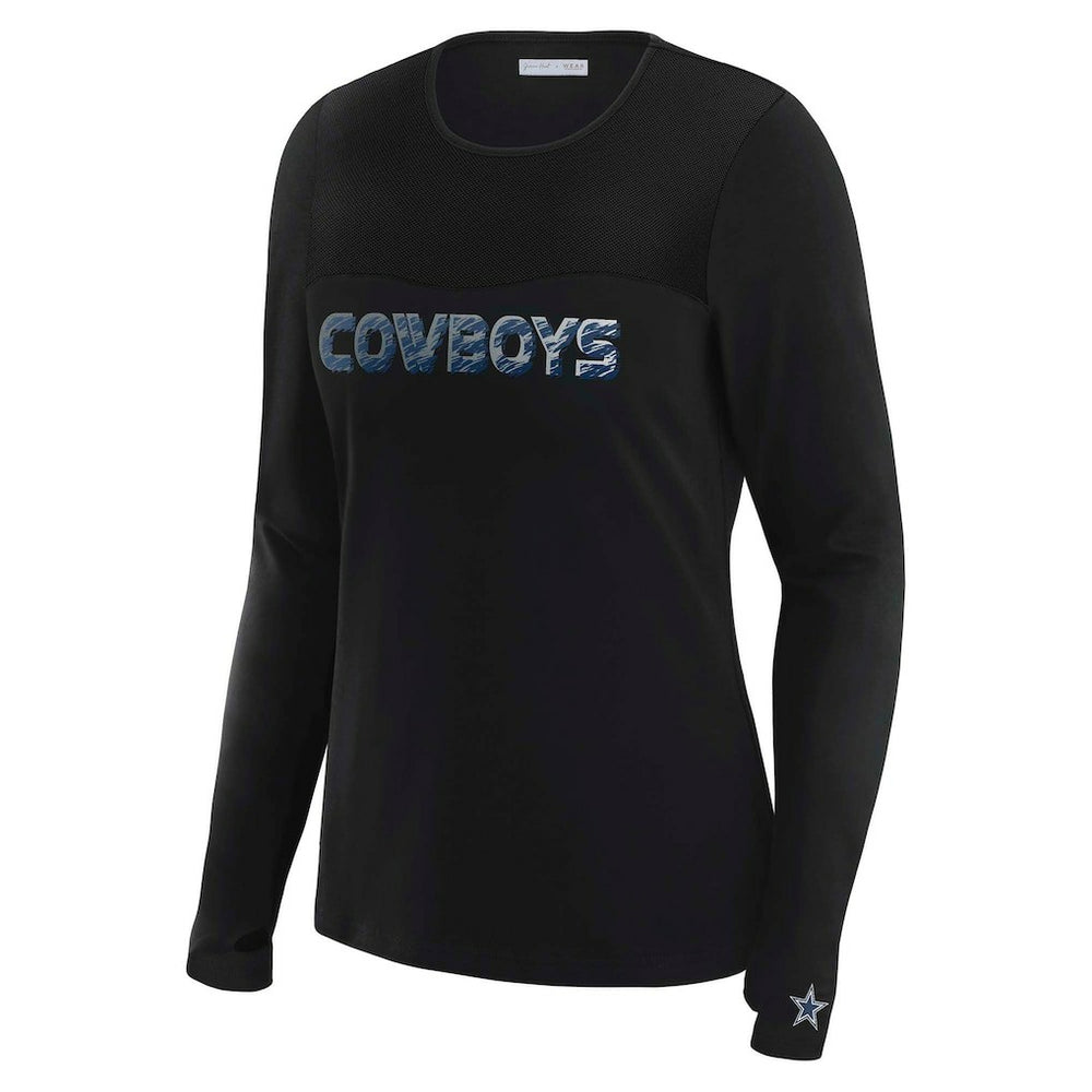 Dallas Cowboys WEAR by Erin Andrews x Gracie Hunt Women's Mesh Panel Long Sleeve T-Shirt Black - NFL