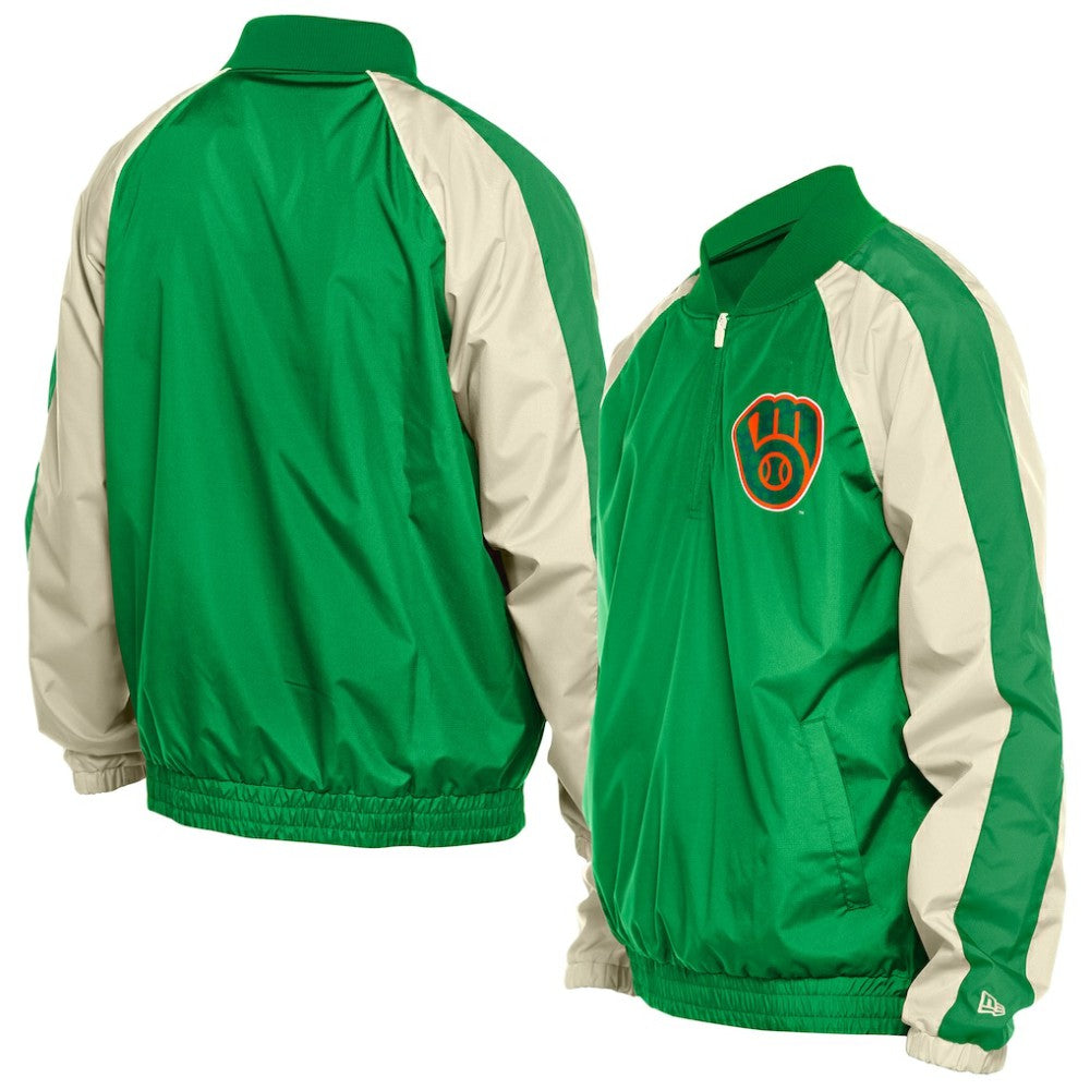 Milwaukee Brewers New Era St. Patrick's Day Ripstop Raglan Quarter-Zip Windbreaker Online