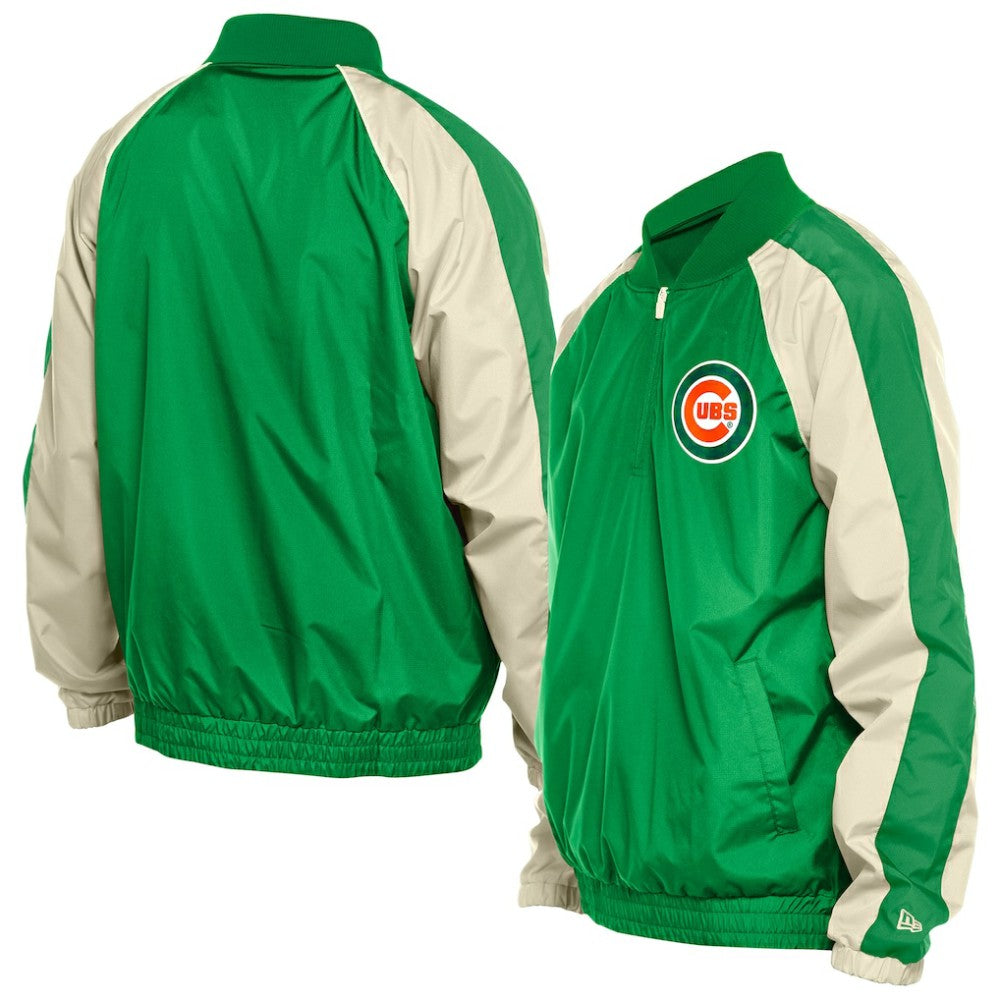 Chicago Cubs New Era St. Patrick's Day Ripstop Raglan Quarter-Zip Windbreaker Sale