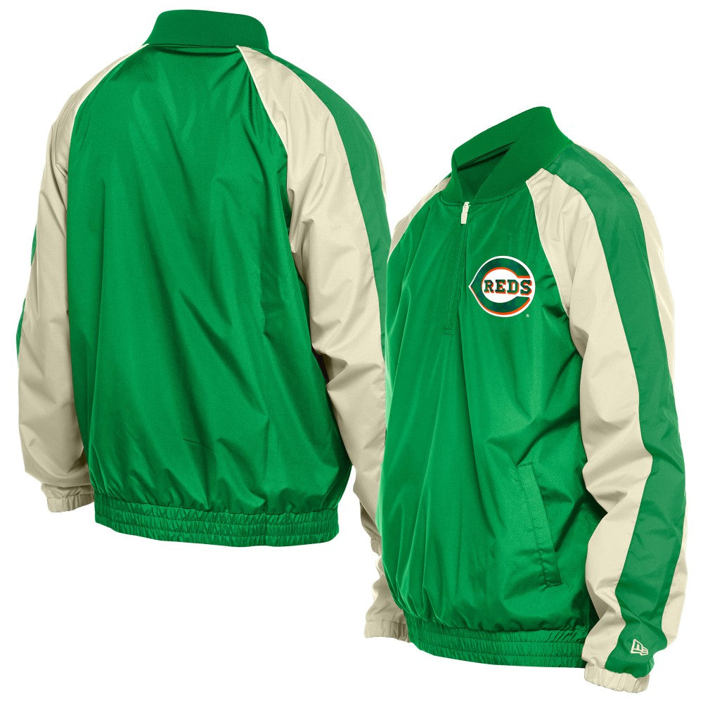 Cincinnati Reds New Era St. Patrick's Day Ripstop Raglan Quarter-Zip Windbreaker Sale