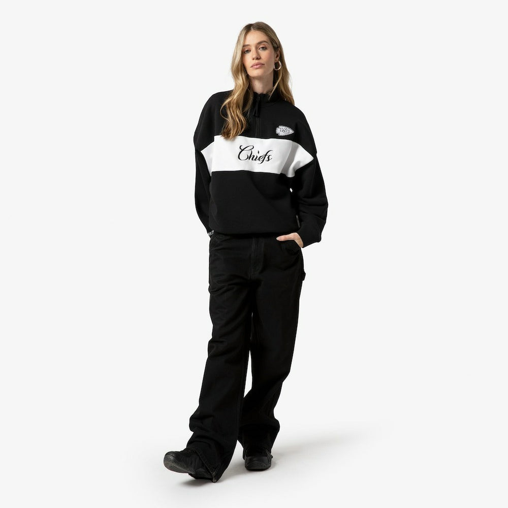 Kansas City Chiefs Women's Quarter-Zip Jacket Black - Mitchell & Ness