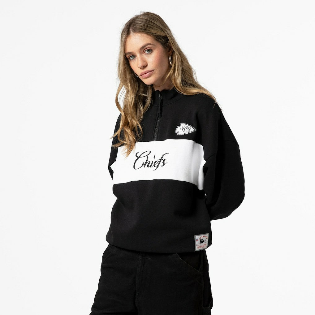 Kansas City Chiefs Women's Quarter-Zip Jacket Black - Mitchell & Ness