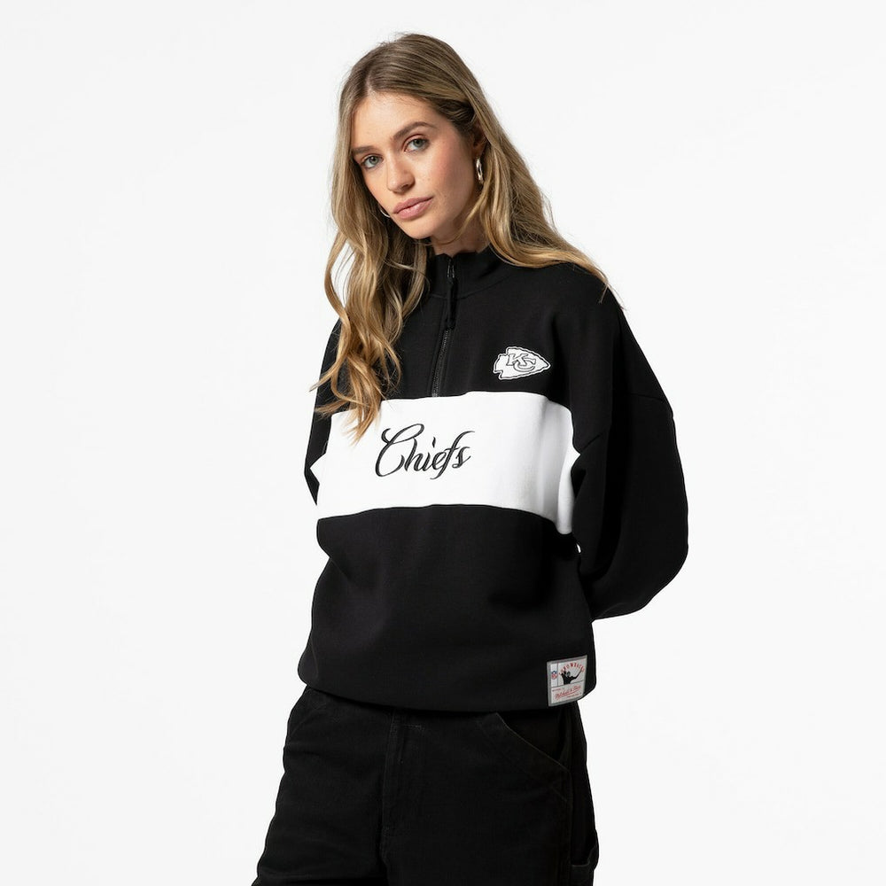 Kansas City Chiefs Women's Quarter-Zip Jacket Black - Mitchell & Ness