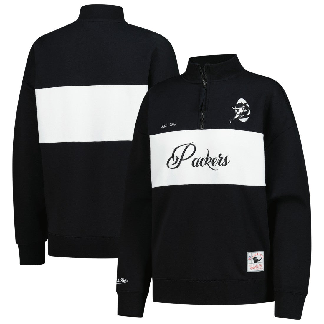 Green Bay Packers Women's Quarter-Zip Jacket Black - Mitchell & Ness