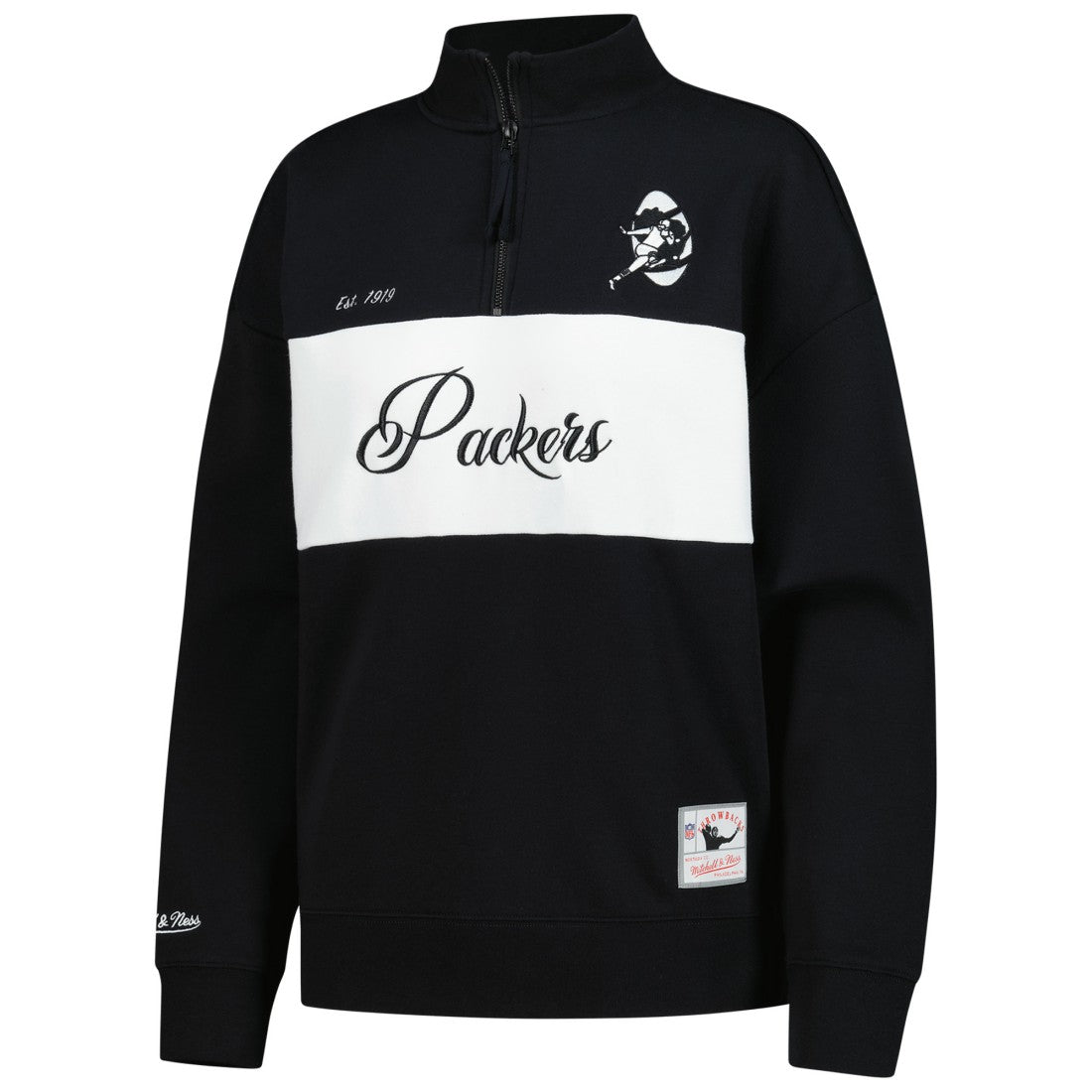 Green Bay Packers Women's Quarter-Zip Jacket Black - Mitchell & Ness