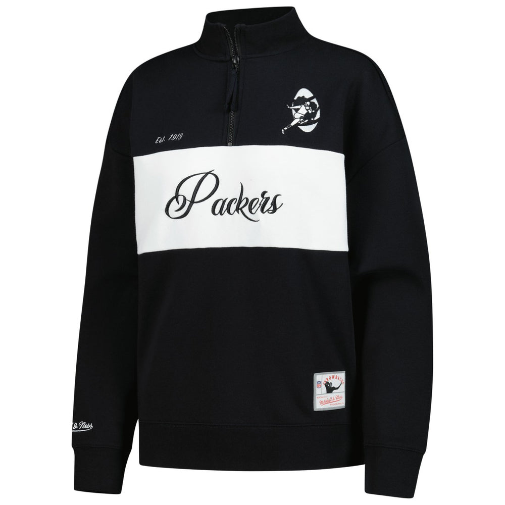 Green Bay Packers Women's Quarter-Zip Jacket Black - Mitchell & Ness