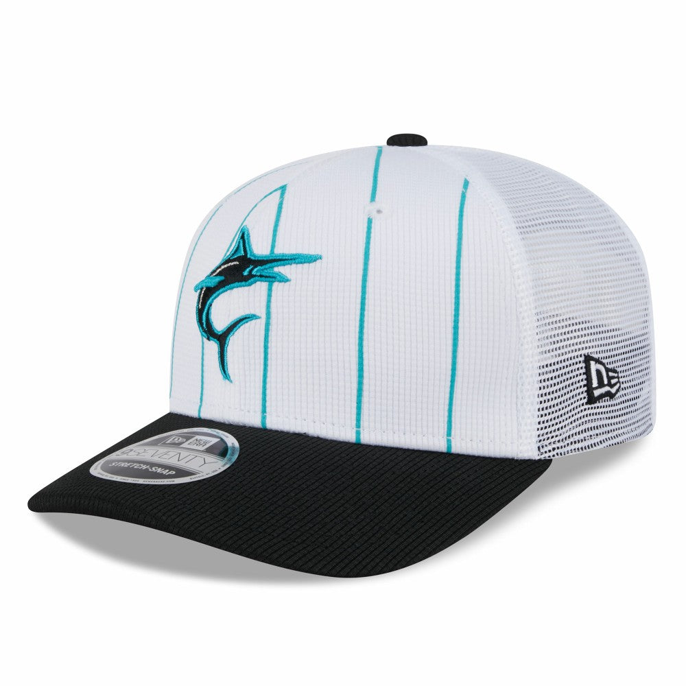 Miami Marlins New Era 2025 Batting Practice 9SEVENTY Stretch-Snap Trucker Hat On Sale