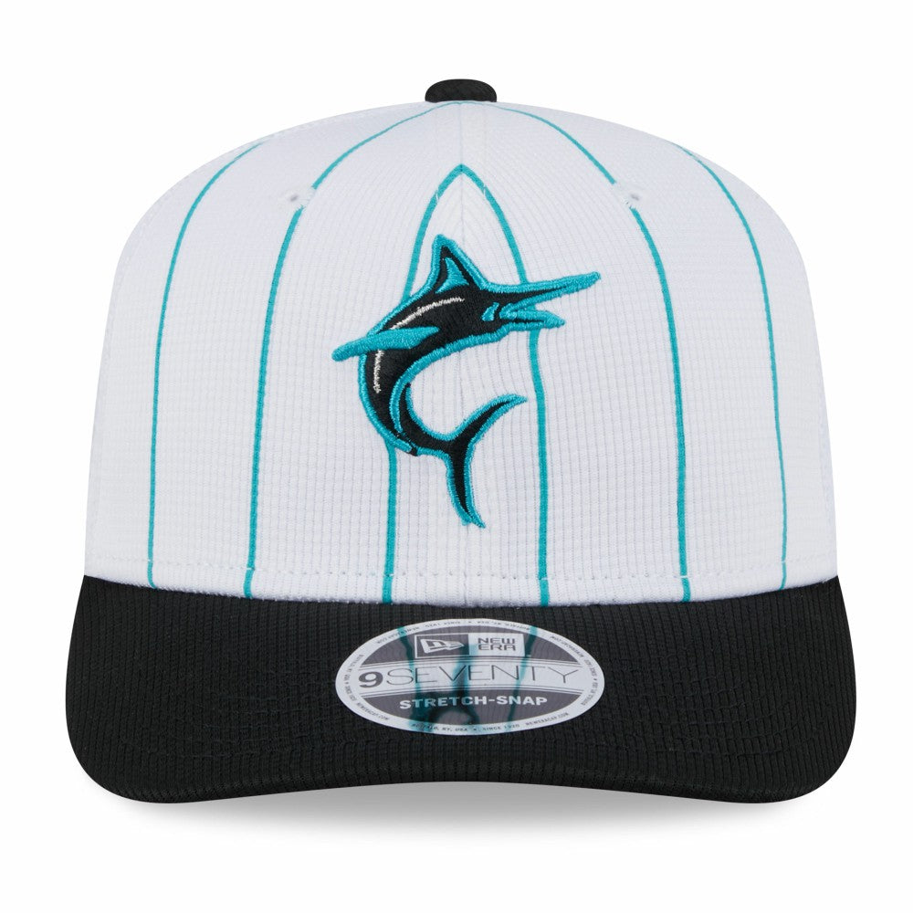 Miami Marlins New Era 2025 Batting Practice 9SEVENTY Stretch-Snap Trucker Hat On Sale