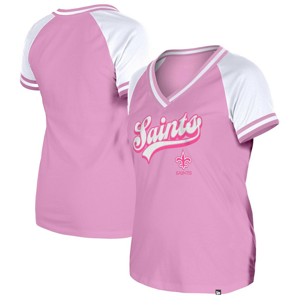 New Orleans Saints New Era Women's Mommy & Me V-Neck T-Shirt Pink - NFL