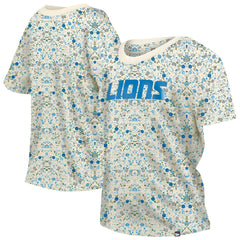Detroit Lions New Era Women's Glam Game Floral Scoop Neck T-Shirt Cream - NFL