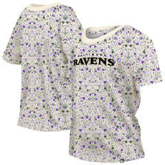 Baltimore Ravens New Era Women's Glam Game Floral Scoop Neck T-Shirt Cream - NFL