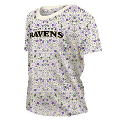 Baltimore Ravens New Era Women's Glam Game Floral Scoop Neck T-Shirt Cream - NFL