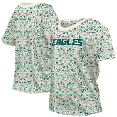 Philadelphia Eagles New Era Women's Glam Game Floral Scoop Neck T-Shirt Cream - NFL
