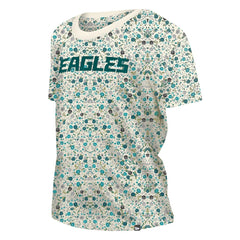 Philadelphia Eagles New Era Women's Glam Game Floral Scoop Neck T-Shirt Cream - NFL