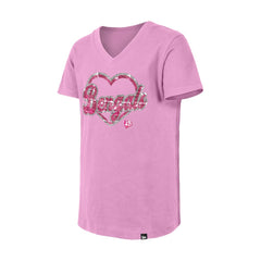 Cincinnati Bengals New Era Girls Youth Flip Sequins V-Neck T-Shirt Pink - NFL