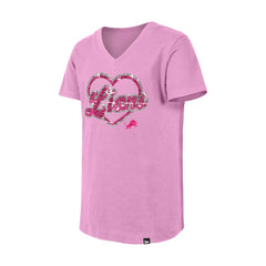 Detroit Lions New Era Girls Youth Flip Sequins V-Neck T-Shirt Pink - NFL