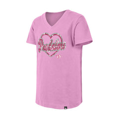 Nashville Predators - New Era Girl's Youth Flip Sequin V-Neck T-Shirt Pink