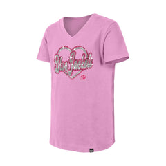 Columbus Blue Jackets - New Era Girl's Youth Flip Sequin V-Neck T-Shirt Pink