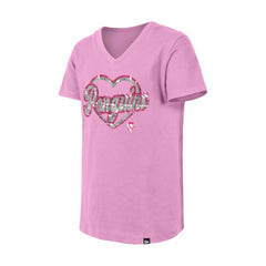 Pittsburgh Penguins New Era Girl's Youth Flip Sequin V-Neck T-Shirt Pink