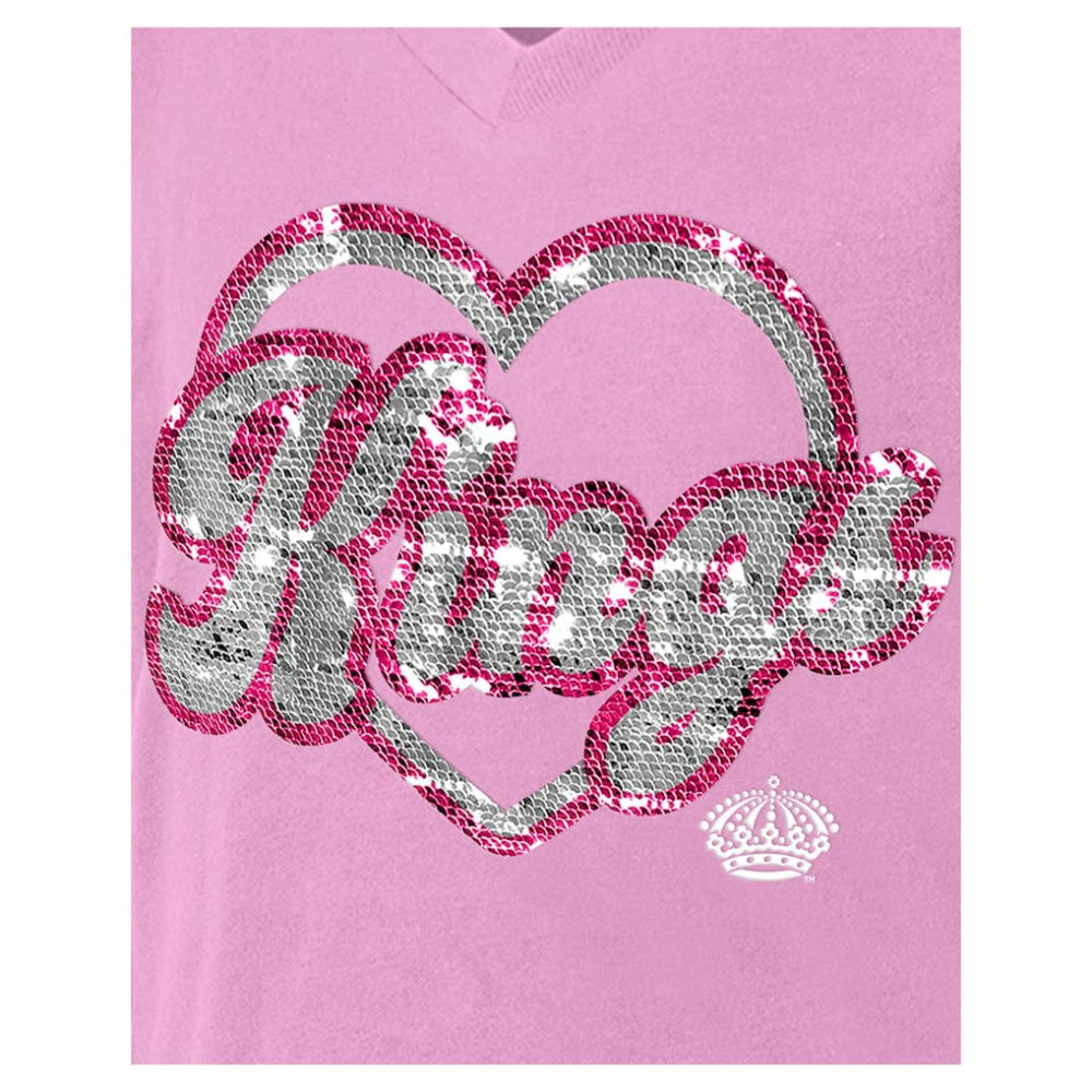 Los Angeles Kings - New Era Girl's Youth Flip Sequin V-Neck T-Shirt Pink